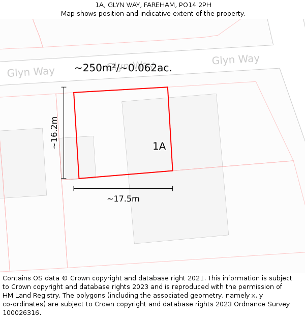 1A, GLYN WAY, FAREHAM, PO14 2PH: Plot and title map