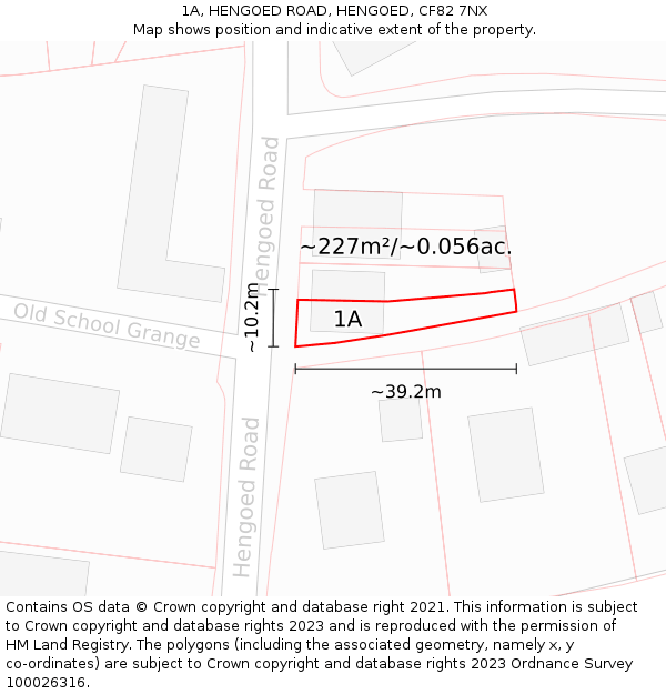 1A, HENGOED ROAD, HENGOED, CF82 7NX: Plot and title map