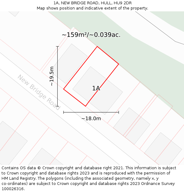 1A, NEW BRIDGE ROAD, HULL, HU9 2DR: Plot and title map