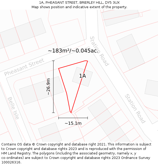 1A, PHEASANT STREET, BRIERLEY HILL, DY5 3UX: Plot and title map