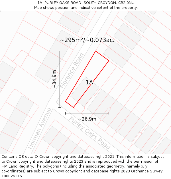 1A, PURLEY OAKS ROAD, SOUTH CROYDON, CR2 0NU: Plot and title map