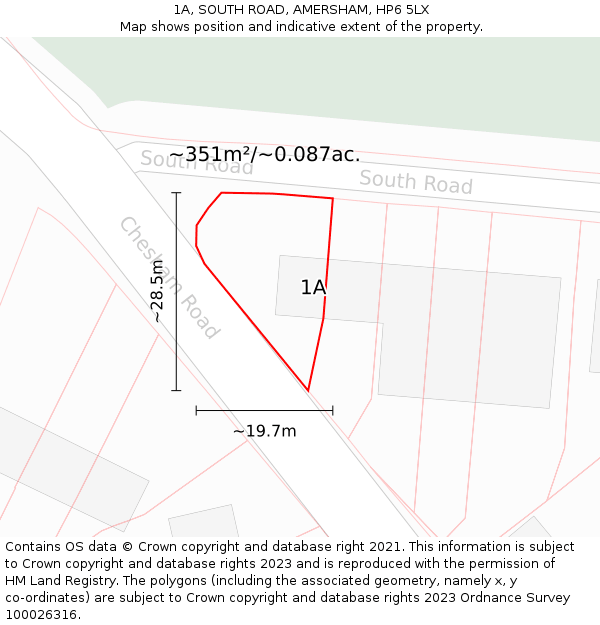 1A, SOUTH ROAD, AMERSHAM, HP6 5LX: Plot and title map