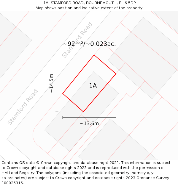 1A, STAMFORD ROAD, BOURNEMOUTH, BH6 5DP: Plot and title map