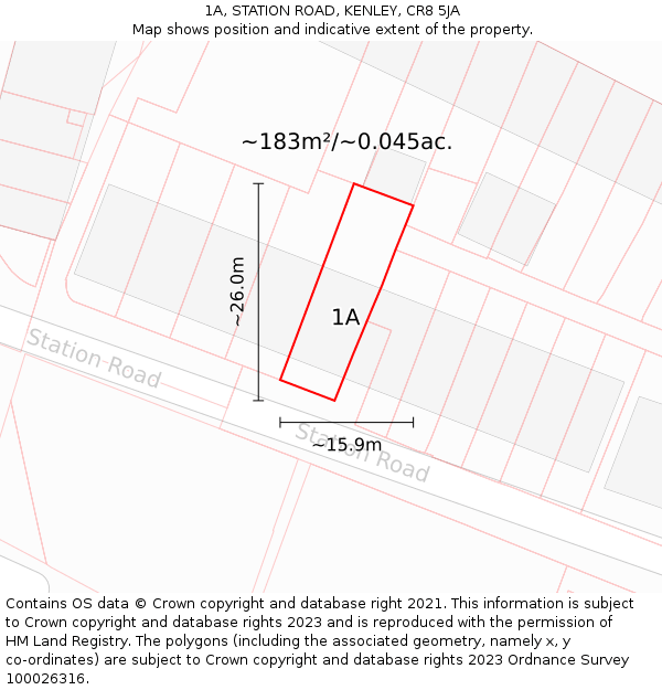 1A, STATION ROAD, KENLEY, CR8 5JA: Plot and title map