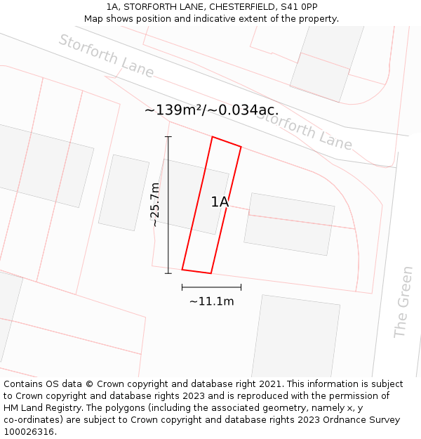 1A, STORFORTH LANE, CHESTERFIELD, S41 0PP: Plot and title map