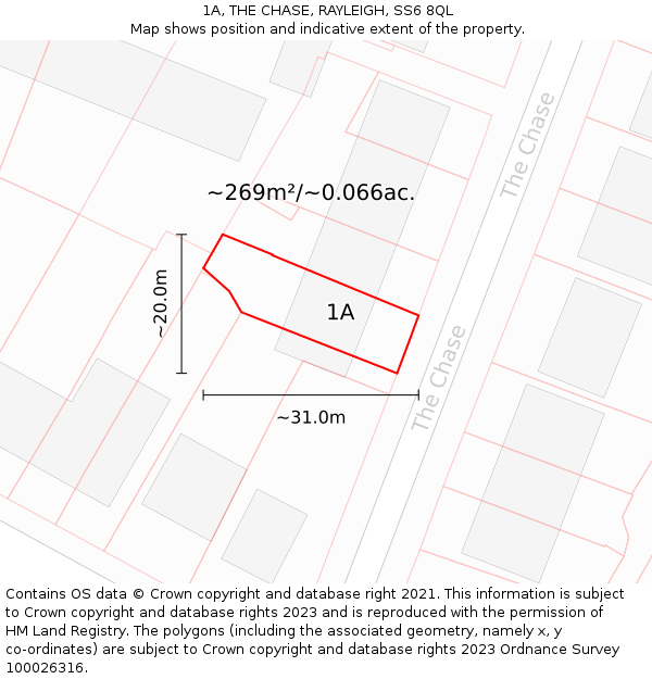 1A, THE CHASE, RAYLEIGH, SS6 8QL: Plot and title map