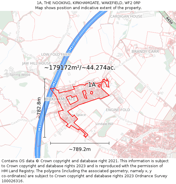 1A, THE NOOKING, KIRKHAMGATE, WAKEFIELD, WF2 0RP: Plot and title map