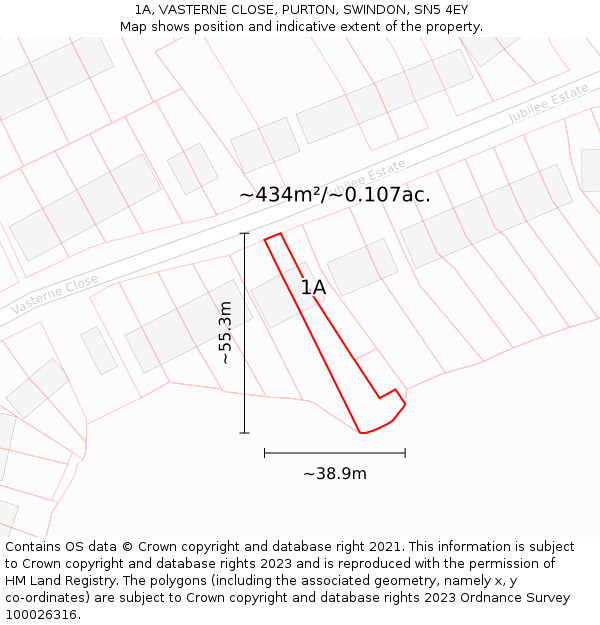 1A, VASTERNE CLOSE, PURTON, SWINDON, SN5 4EY: Plot and title map