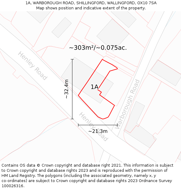 1A, WARBOROUGH ROAD, SHILLINGFORD, WALLINGFORD, OX10 7SA: Plot and title map