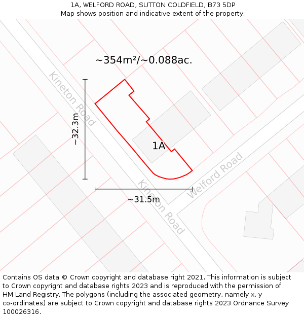 1A, WELFORD ROAD, SUTTON COLDFIELD, B73 5DP: Plot and title map