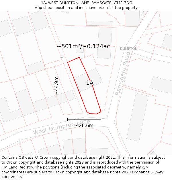 1A, WEST DUMPTON LANE, RAMSGATE, CT11 7DG: Plot and title map