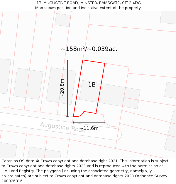 1B, AUGUSTINE ROAD, MINSTER, RAMSGATE, CT12 4DG: Plot and title map