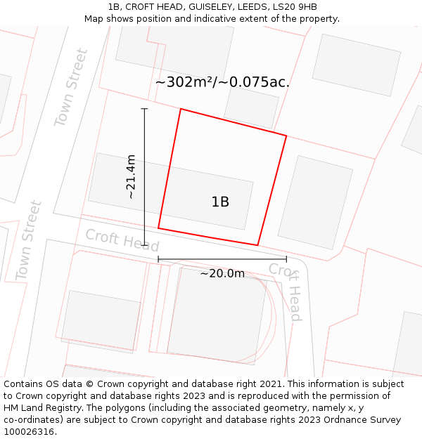 1B, CROFT HEAD, GUISELEY, LEEDS, LS20 9HB: Plot and title map