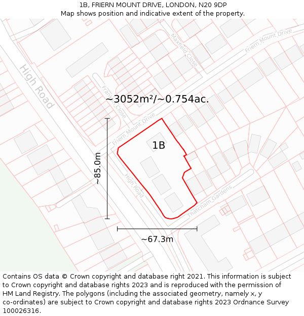 1B, FRIERN MOUNT DRIVE, LONDON, N20 9DP: Plot and title map