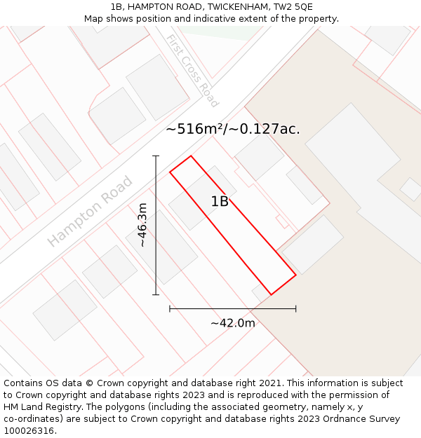 1B, HAMPTON ROAD, TWICKENHAM, TW2 5QE: Plot and title map