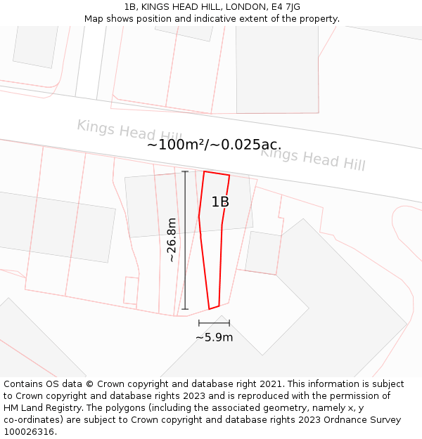 1B, KINGS HEAD HILL, LONDON, E4 7JG: Plot and title map