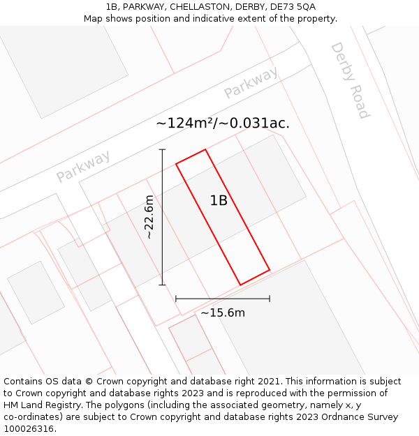 1B, PARKWAY, CHELLASTON, DERBY, DE73 5QA: Plot and title map