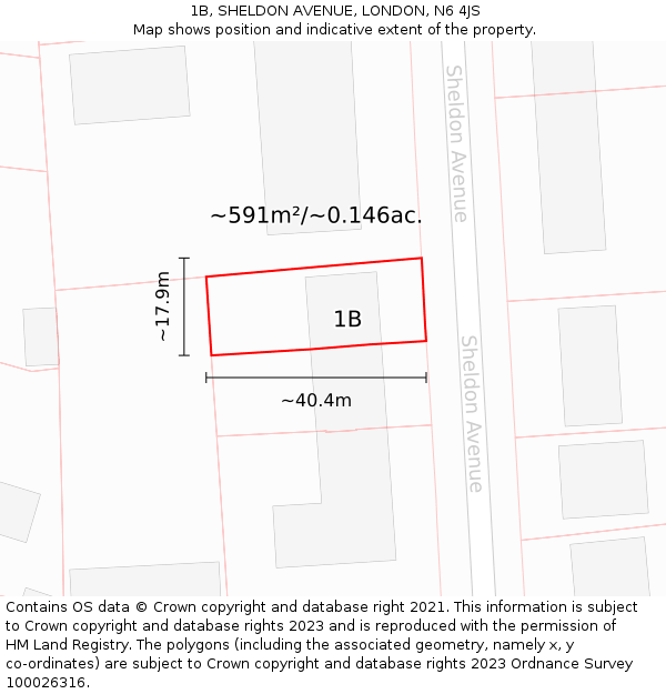 1B, SHELDON AVENUE, LONDON, N6 4JS: Plot and title map