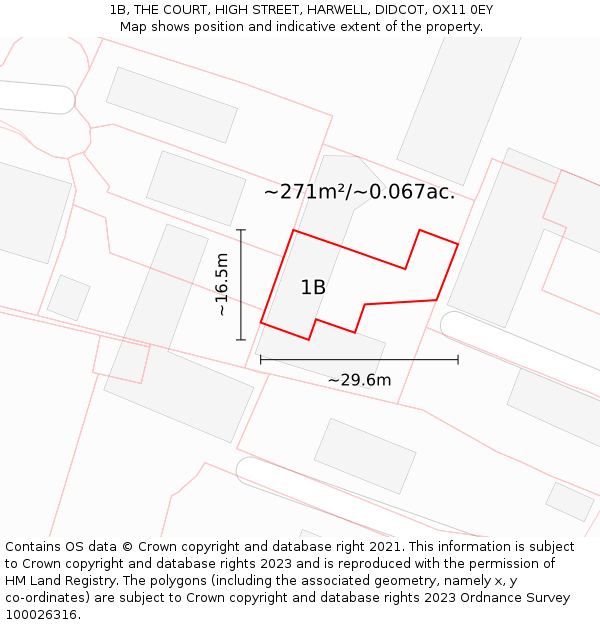 1B, THE COURT, HIGH STREET, HARWELL, DIDCOT, OX11 0EY: Plot and title map