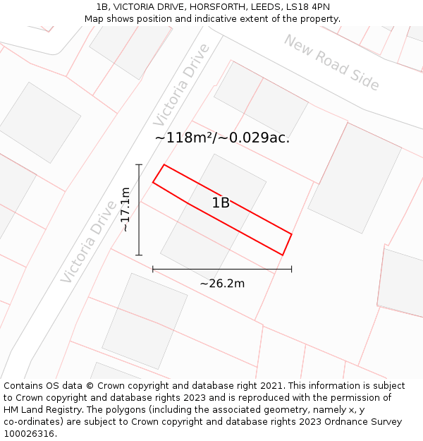 1B, VICTORIA DRIVE, HORSFORTH, LEEDS, LS18 4PN: Plot and title map