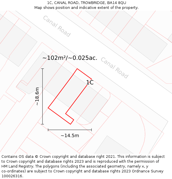 1C, CANAL ROAD, TROWBRIDGE, BA14 8QU: Plot and title map