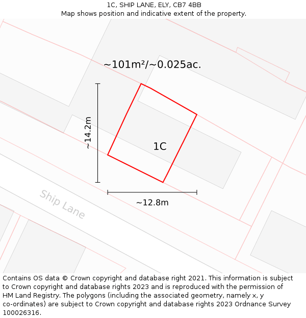 1C, SHIP LANE, ELY, CB7 4BB: Plot and title map