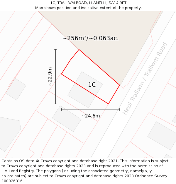 1C, TRALLWM ROAD, LLANELLI, SA14 9ET: Plot and title map