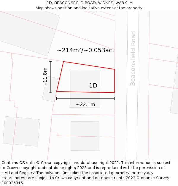 1D, BEACONSFIELD ROAD, WIDNES, WA8 9LA: Plot and title map