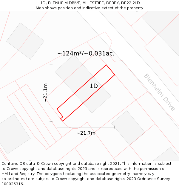 1D, BLENHEIM DRIVE, ALLESTREE, DERBY, DE22 2LD: Plot and title map