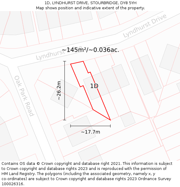 1D, LYNDHURST DRIVE, STOURBRIDGE, DY8 5YH: Plot and title map