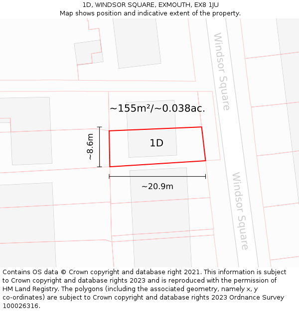 1D, WINDSOR SQUARE, EXMOUTH, EX8 1JU: Plot and title map