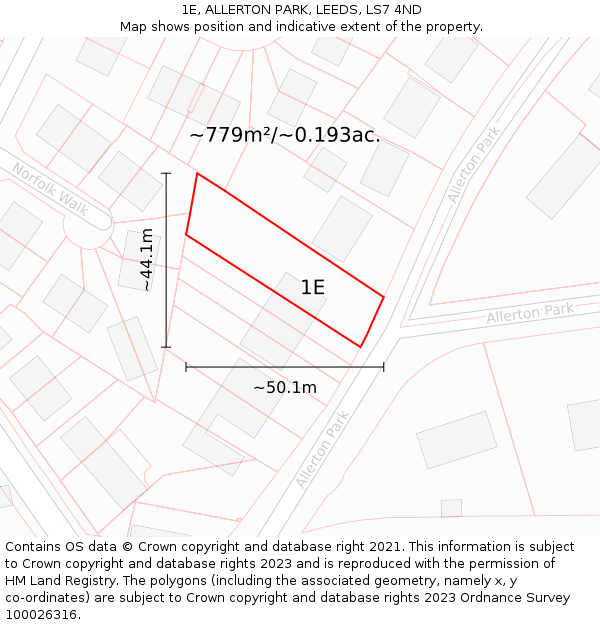 1E, ALLERTON PARK, LEEDS, LS7 4ND: Plot and title map