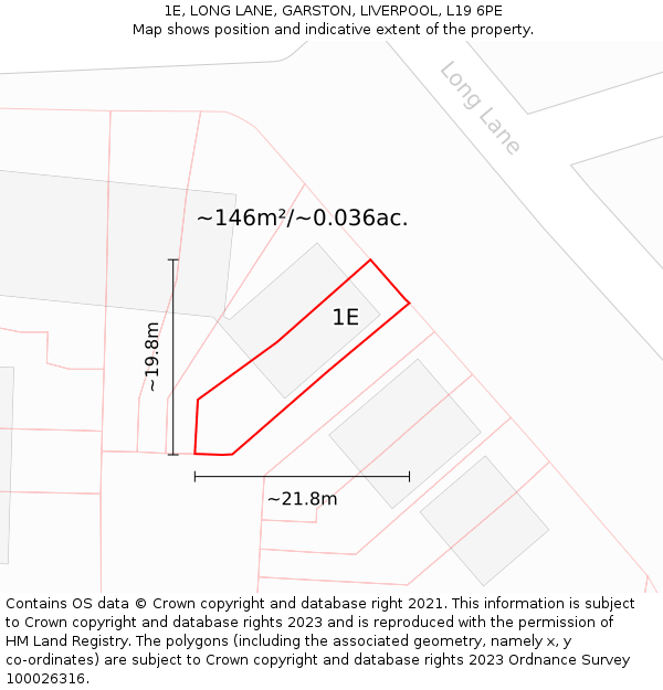 1E, LONG LANE, GARSTON, LIVERPOOL, L19 6PE: Plot and title map