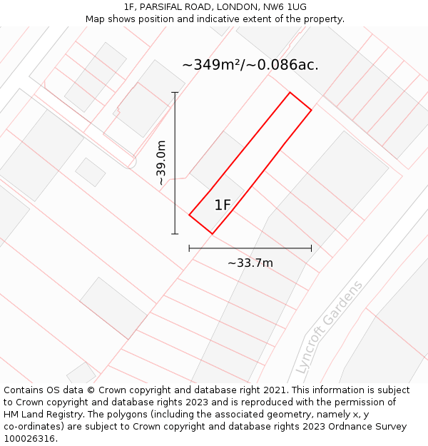 1F, PARSIFAL ROAD, LONDON, NW6 1UG: Plot and title map