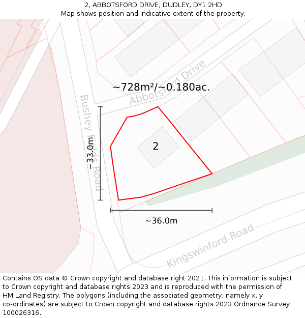 2, ABBOTSFORD DRIVE, DUDLEY, DY1 2HD: Plot and title map