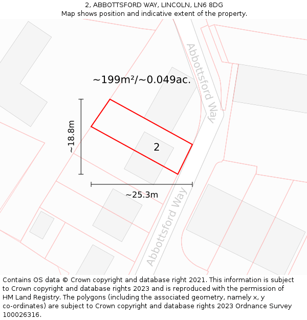 2, ABBOTTSFORD WAY, LINCOLN, LN6 8DG: Plot and title map