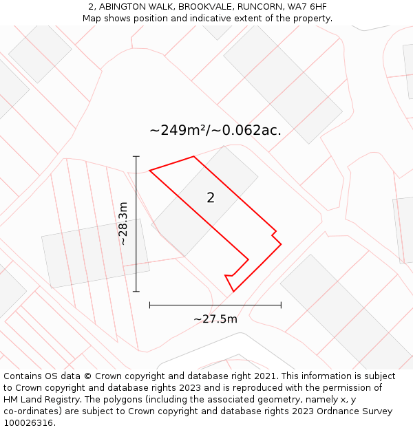 2, ABINGTON WALK, BROOKVALE, RUNCORN, WA7 6HF: Plot and title map