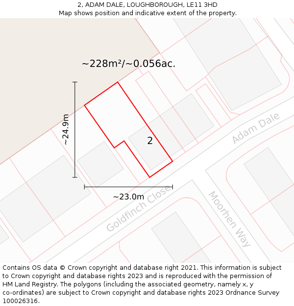 2, ADAM DALE, LOUGHBOROUGH, LE11 3HD: Plot and title map