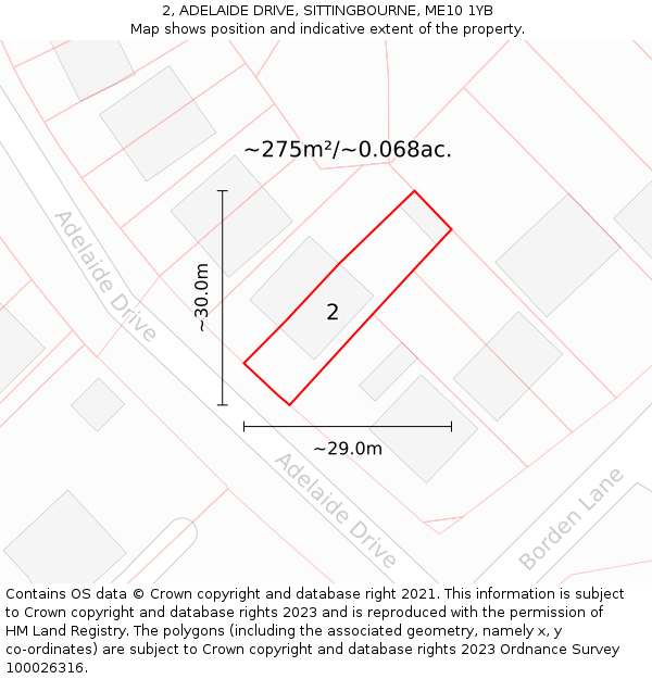 2, ADELAIDE DRIVE, SITTINGBOURNE, ME10 1YB: Plot and title map