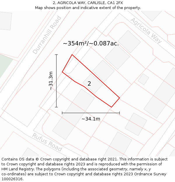 2, AGRICOLA WAY, CARLISLE, CA1 2FX: Plot and title map