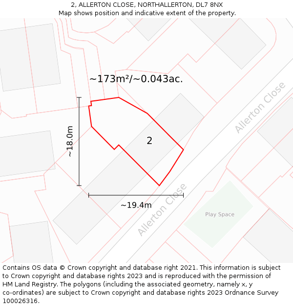 2, ALLERTON CLOSE, NORTHALLERTON, DL7 8NX: Plot and title map