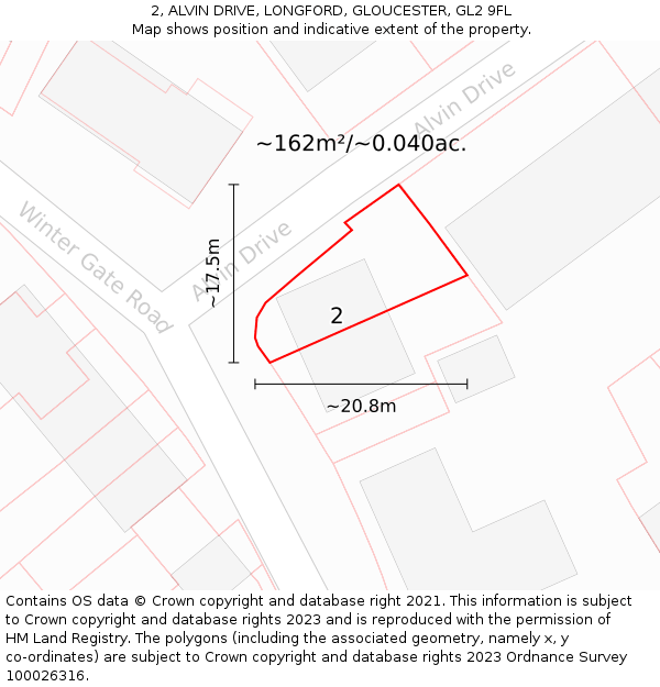 2, ALVIN DRIVE, LONGFORD, GLOUCESTER, GL2 9FL: Plot and title map