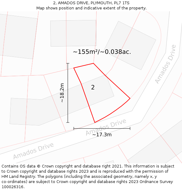 2, AMADOS DRIVE, PLYMOUTH, PL7 1TS: Plot and title map