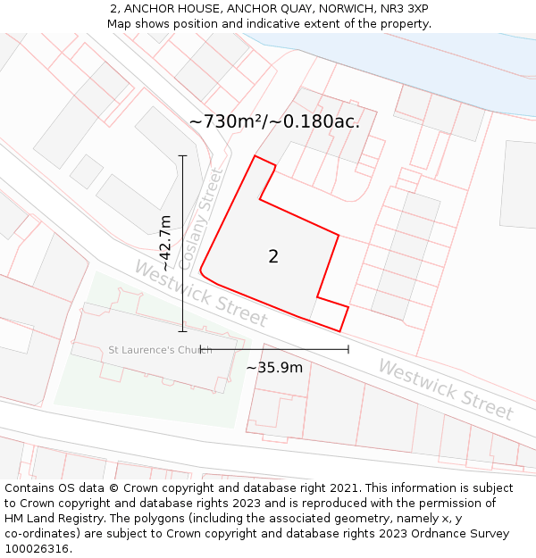 2, ANCHOR HOUSE, ANCHOR QUAY, NORWICH, NR3 3XP: Plot and title map