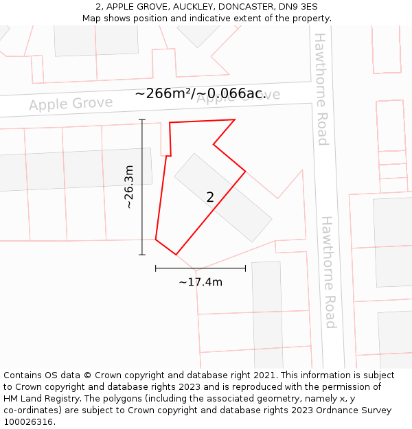 2, APPLE GROVE, AUCKLEY, DONCASTER, DN9 3ES: Plot and title map