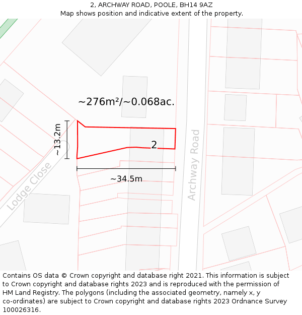 2, ARCHWAY ROAD, POOLE, BH14 9AZ: Plot and title map