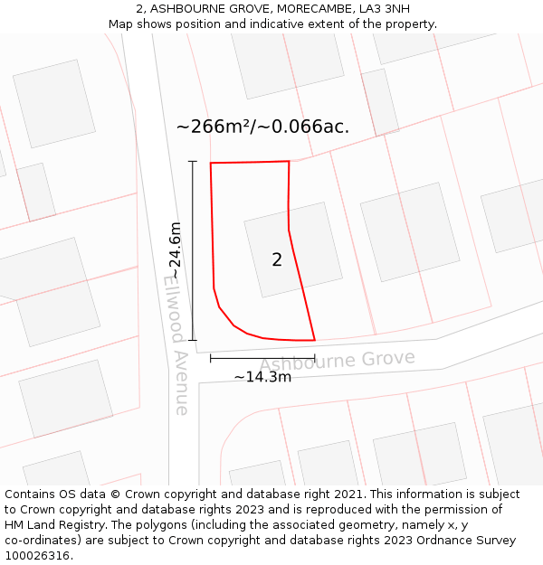 2, ASHBOURNE GROVE, MORECAMBE, LA3 3NH: Plot and title map