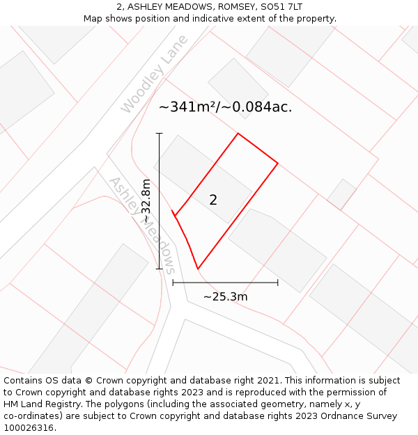 2, ASHLEY MEADOWS, ROMSEY, SO51 7LT: Plot and title map