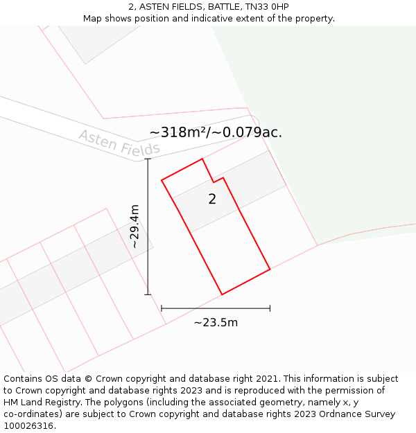 2, ASTEN FIELDS, BATTLE, TN33 0HP: Plot and title map