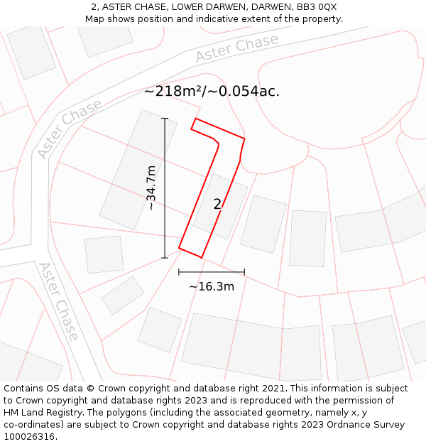 2, ASTER CHASE, LOWER DARWEN, DARWEN, BB3 0QX: Plot and title map